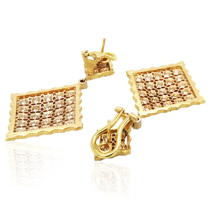 Buccellati, 18K Gold Rhombi Diamond Earrings