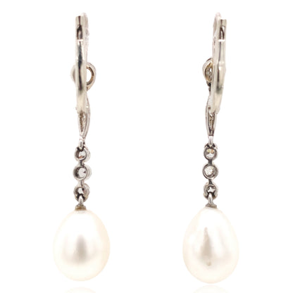 Natural Pearl Diamond Earrings, DSEF