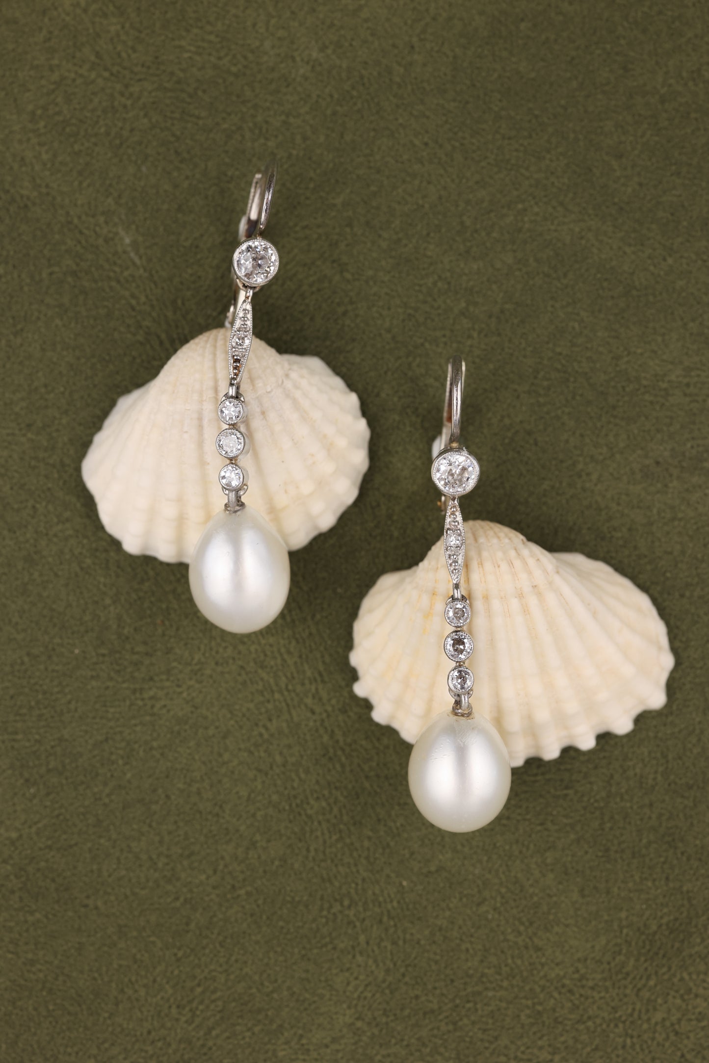 Natural Pearl Diamond Earrings, DSEF