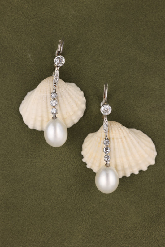 Natural Pearl Diamond Earrings, DSEF