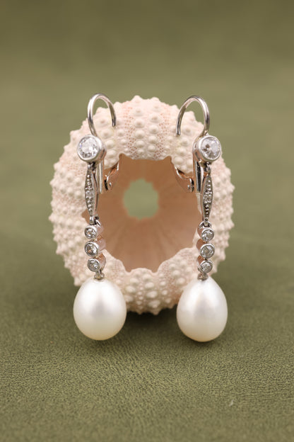 Natural Pearl Diamond Earrings, DSEF