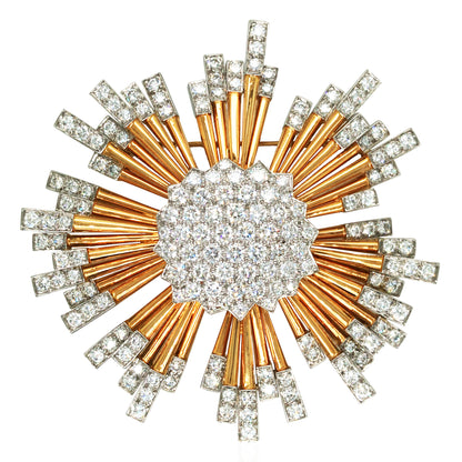 Oscar Heyman, Platinum 18K Gold Diamond Brooch