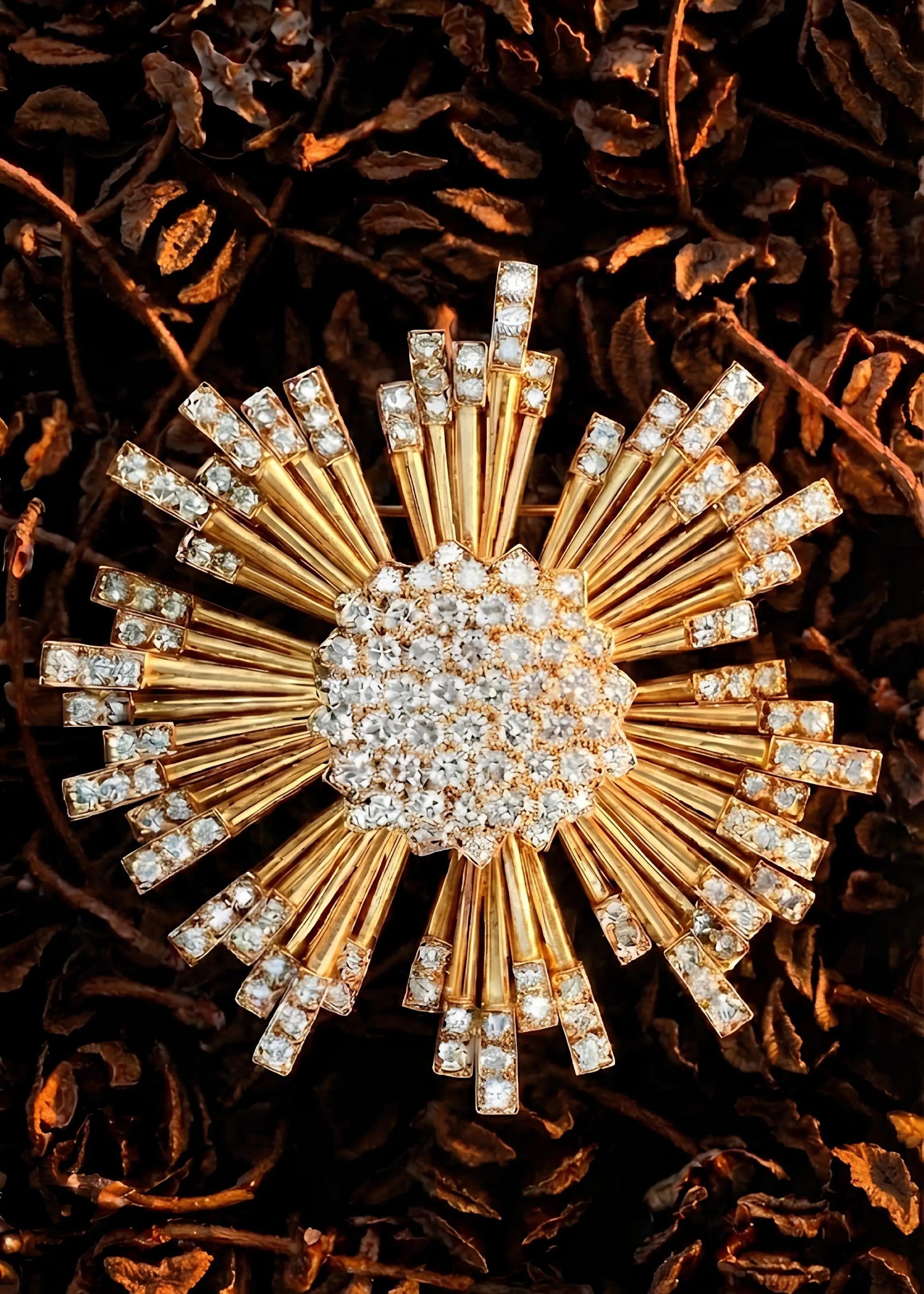 Oscar Heyman, Platinum 18K Gold Diamond Brooch Oscar Heyman