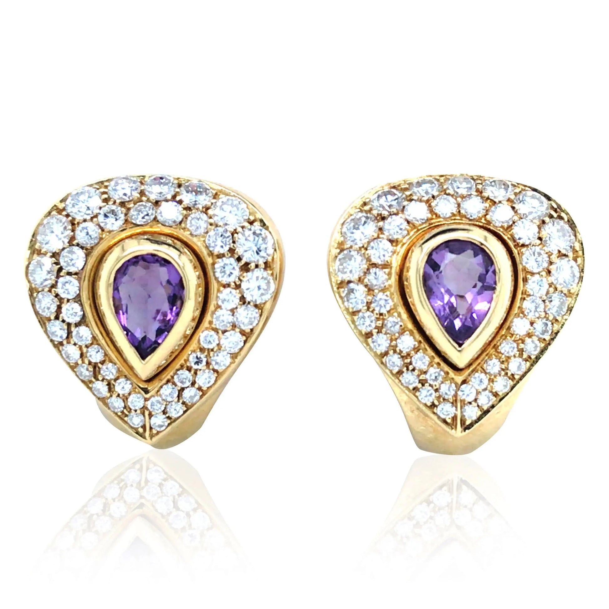 Cartier, 18K Gold Amethyst Diamond Earrings Cartier
