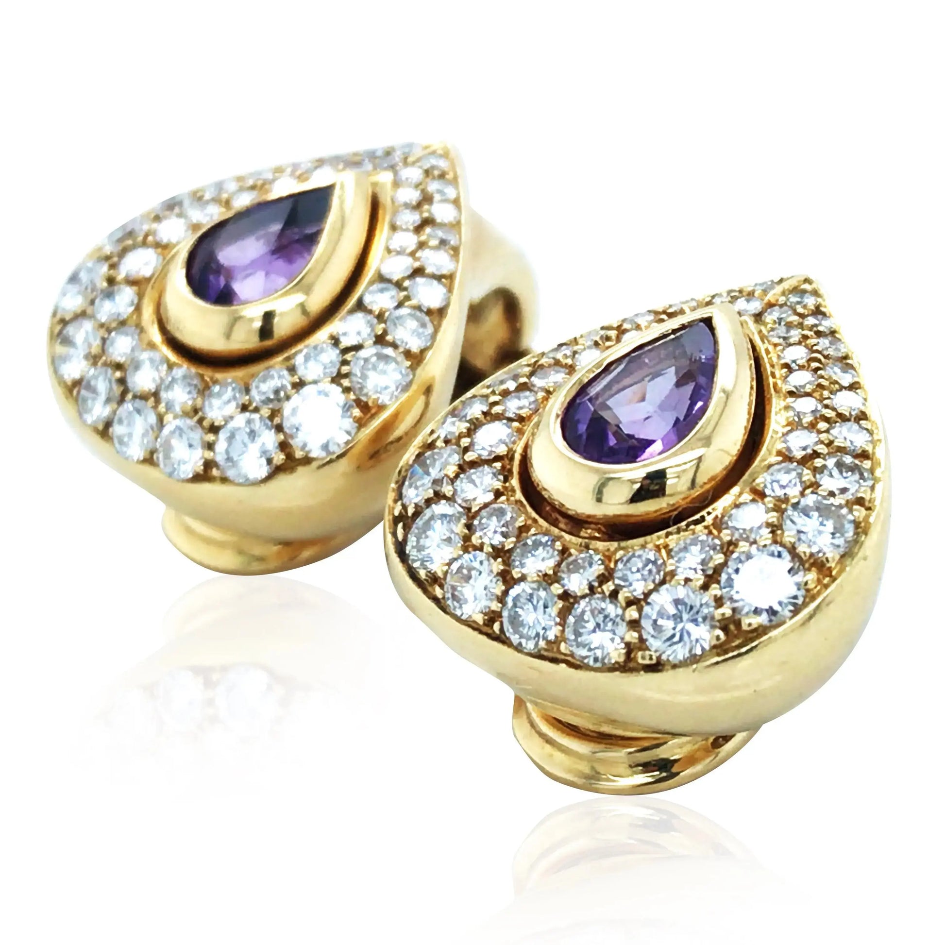 Cartier, 18K Gold Amethyst Diamond Earrings Cartier
