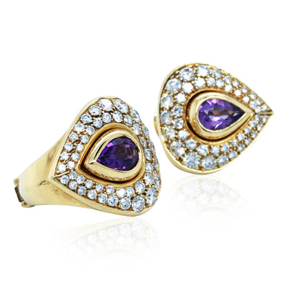 Cartier, 18K Gold Amethyst Diamond Earrings Cartier