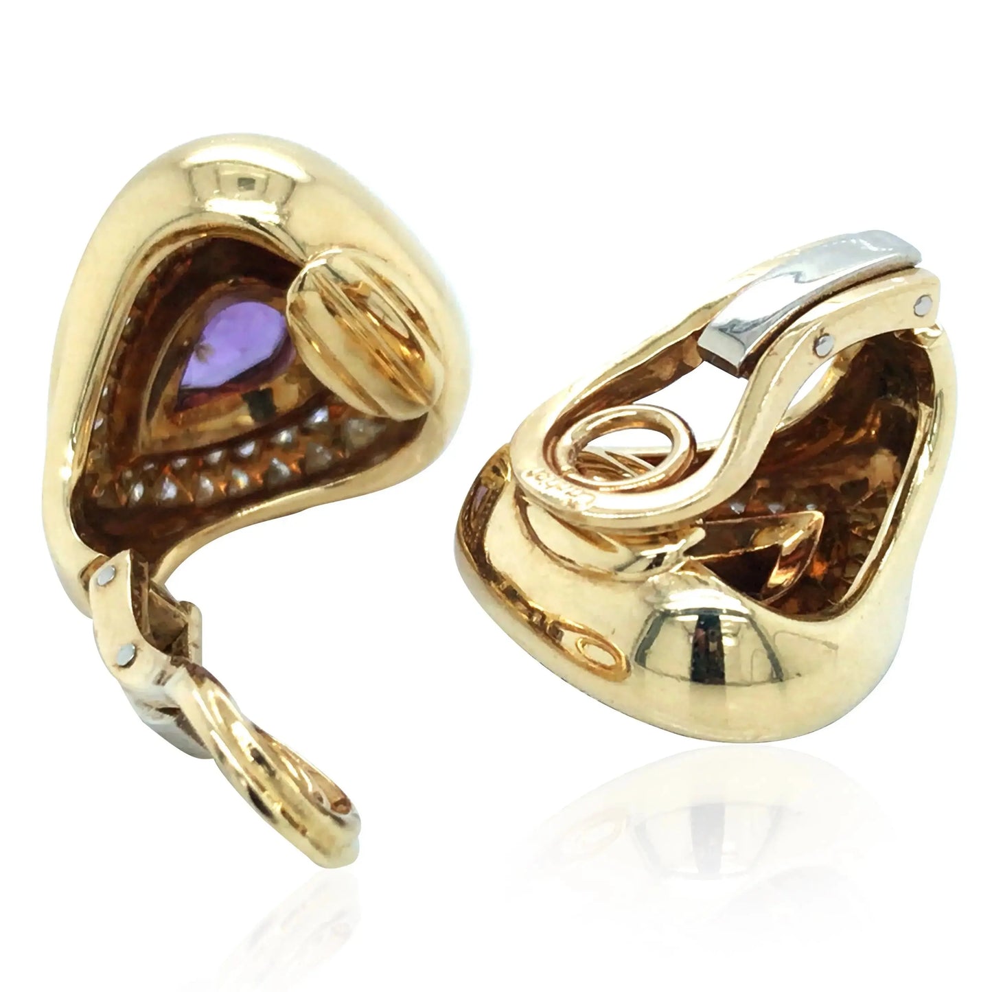 Cartier, 18K Gold Amethyst Diamond Earrings Cartier