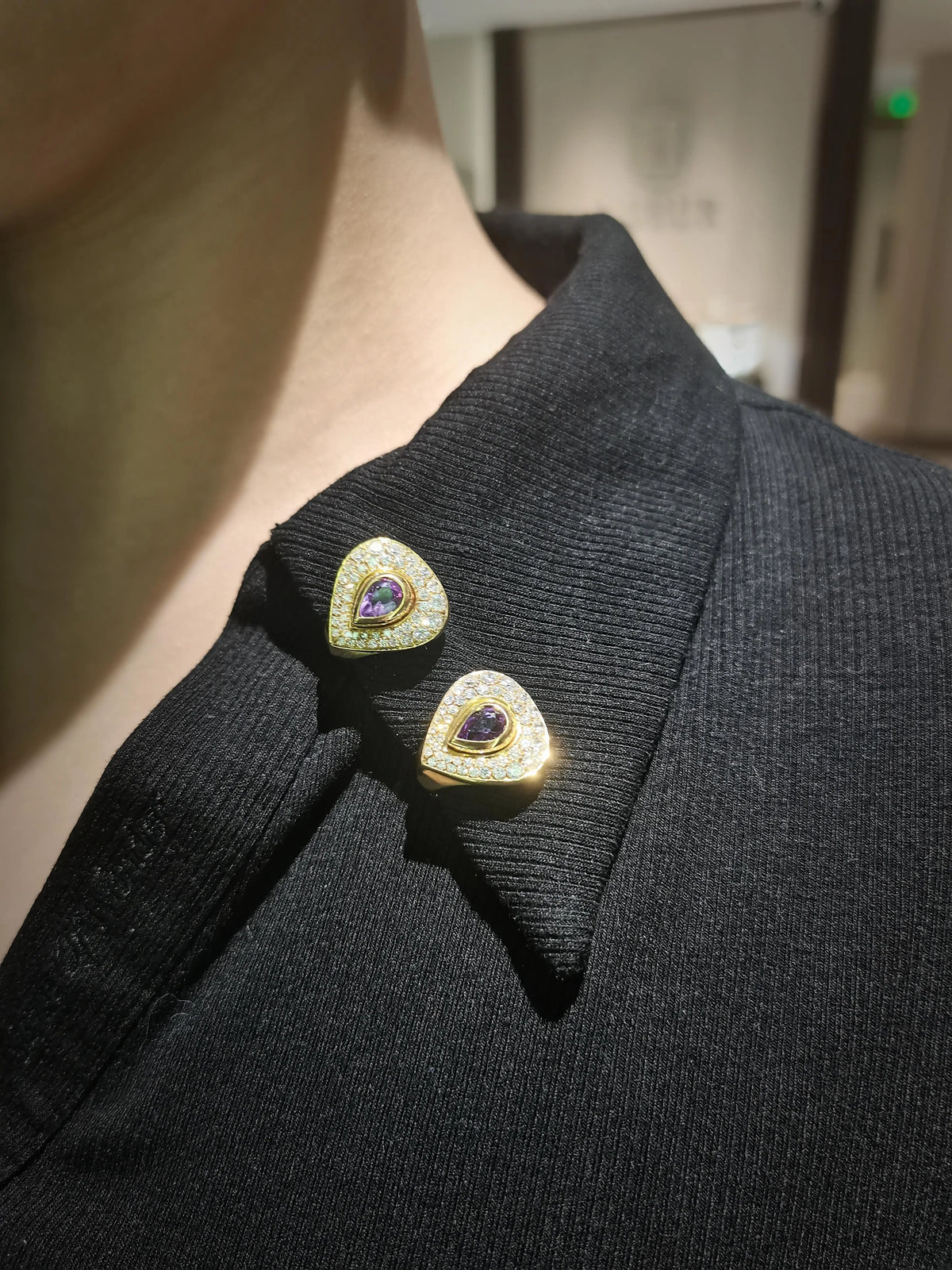 Cartier, 18K Gold Amethyst Diamond Earrings
