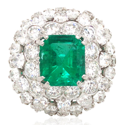 David Webb, Platinum Colombia minor Emerald Diamond Ring, AGL