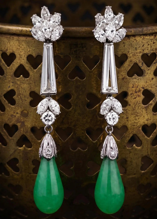 Platinum South Sea Pearl and Jadeite Jade Convertible Earrings, GIA
