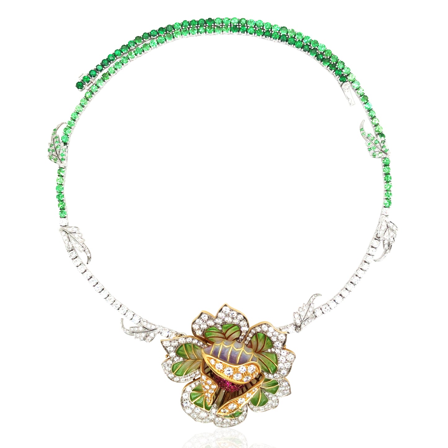 Masriera, 18K Gold Ruby Gemstone Diamond Necklace, Certificate
