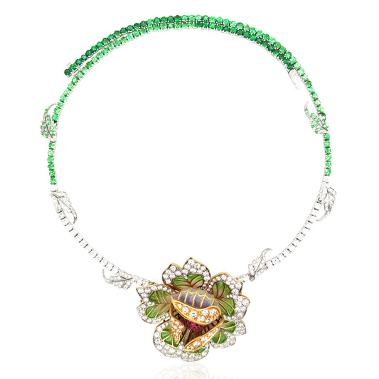 Masriera, 18K Gold Ruby Gemstone Diamond Necklace, Certificate