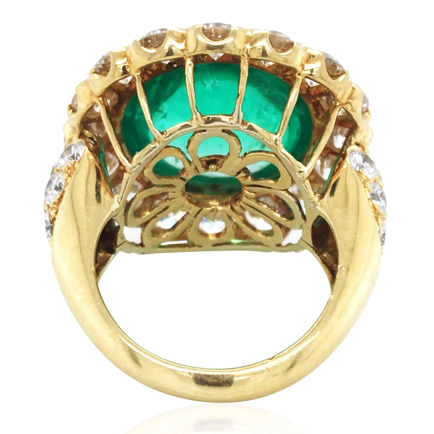 18K Gold 12.6ct Colombia Minor Emerald Diamond Ring, AGL Lueur Jewelry