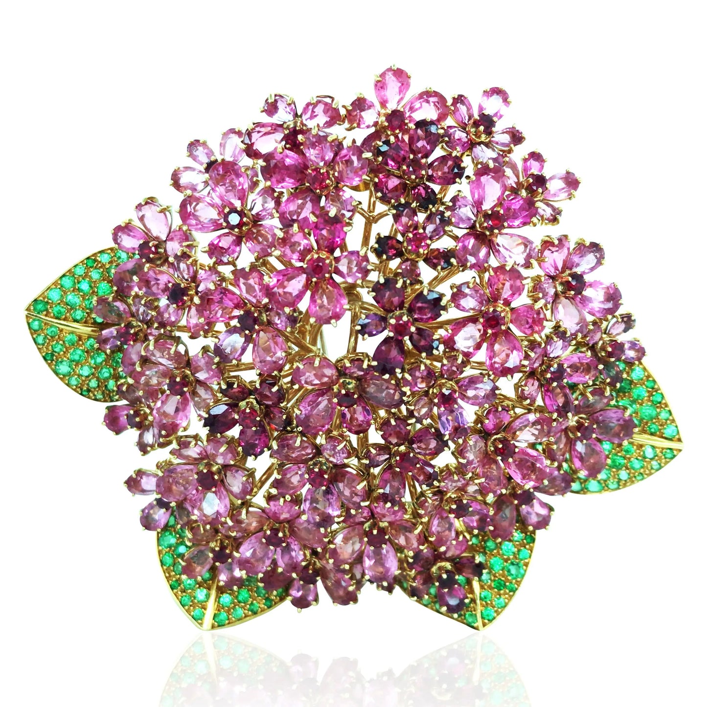 Rene Boivin, 18K Gold Tourmaline Emerald Brooch Rene Boivin
