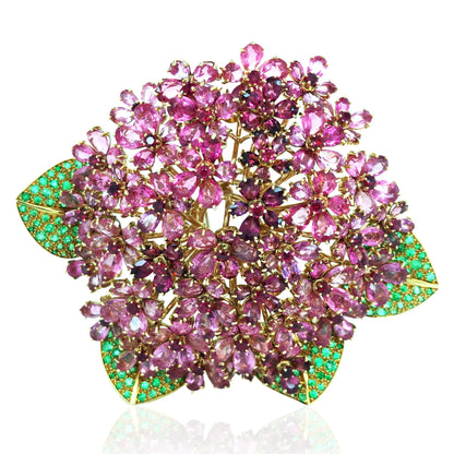 Rene Boivin, 18K Gold Tourmaline Emerald Brooch Rene Boivin