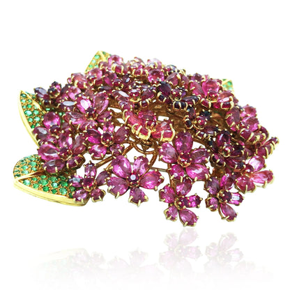Rene Boivin, 18K Gold Tourmaline Emerald Brooch Rene Boivin
