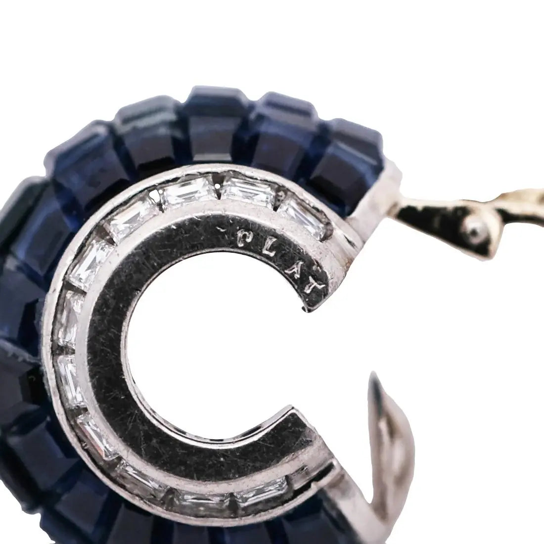 Oscar Heyman, Platinum Invisible-set Sapphire Diamond Earrings