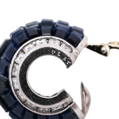 Oscar Heyman, Platinum Invisible-set Sapphire Diamond Earrings