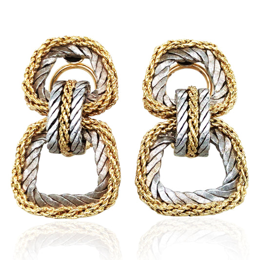 Buccellati, 18K Bi-color Gold Diamond Earrings
