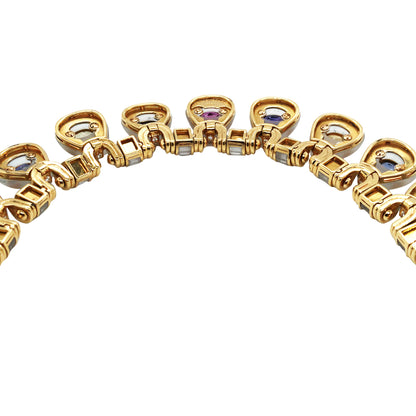 Bvlgari, 18K Gold Ceylon no-heat Color Sapphire Rock-crystal Diamond Necklace and Earrings, AGL