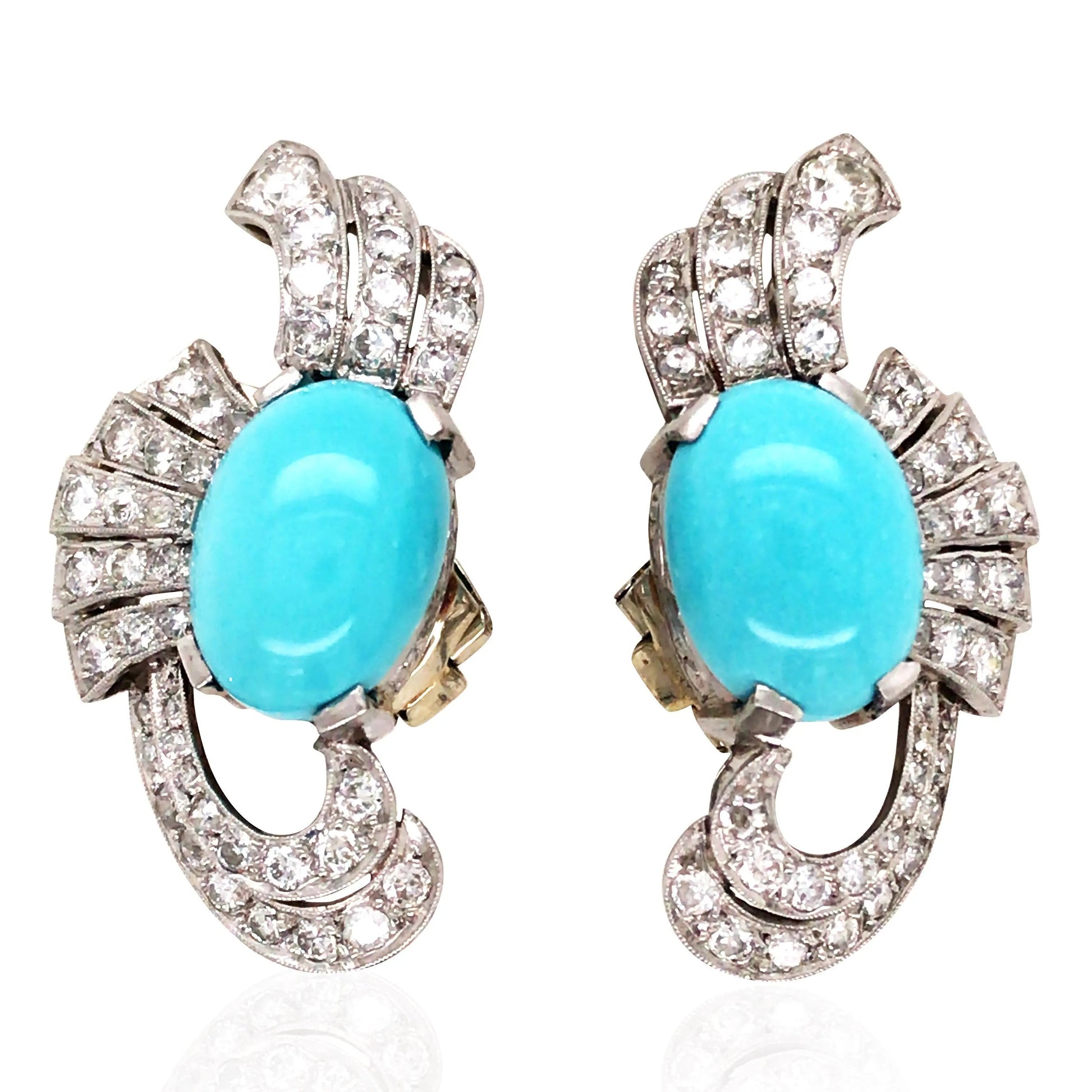 18K Gold Turquoise Diamond Earrings Lueur Jewelry