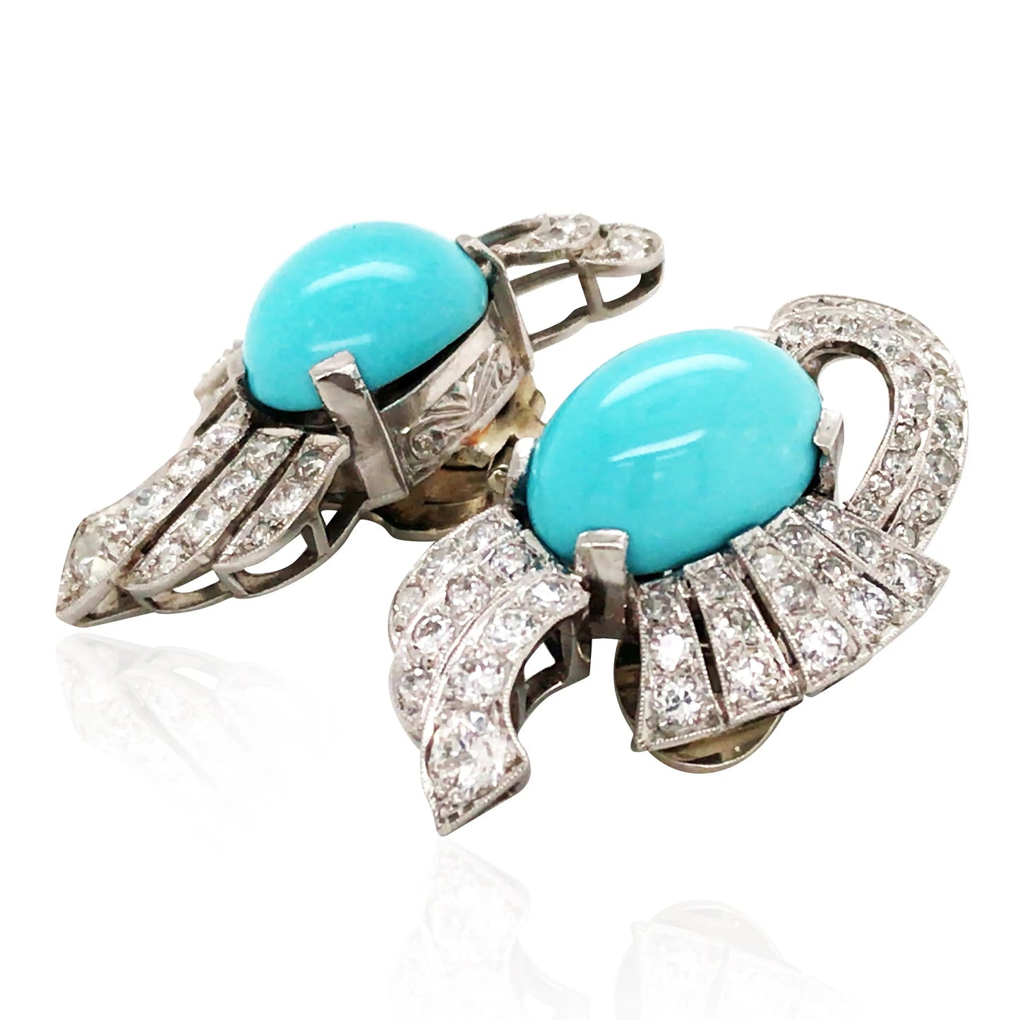 18K Gold Turquoise Diamond Earrings Lueur Jewelry