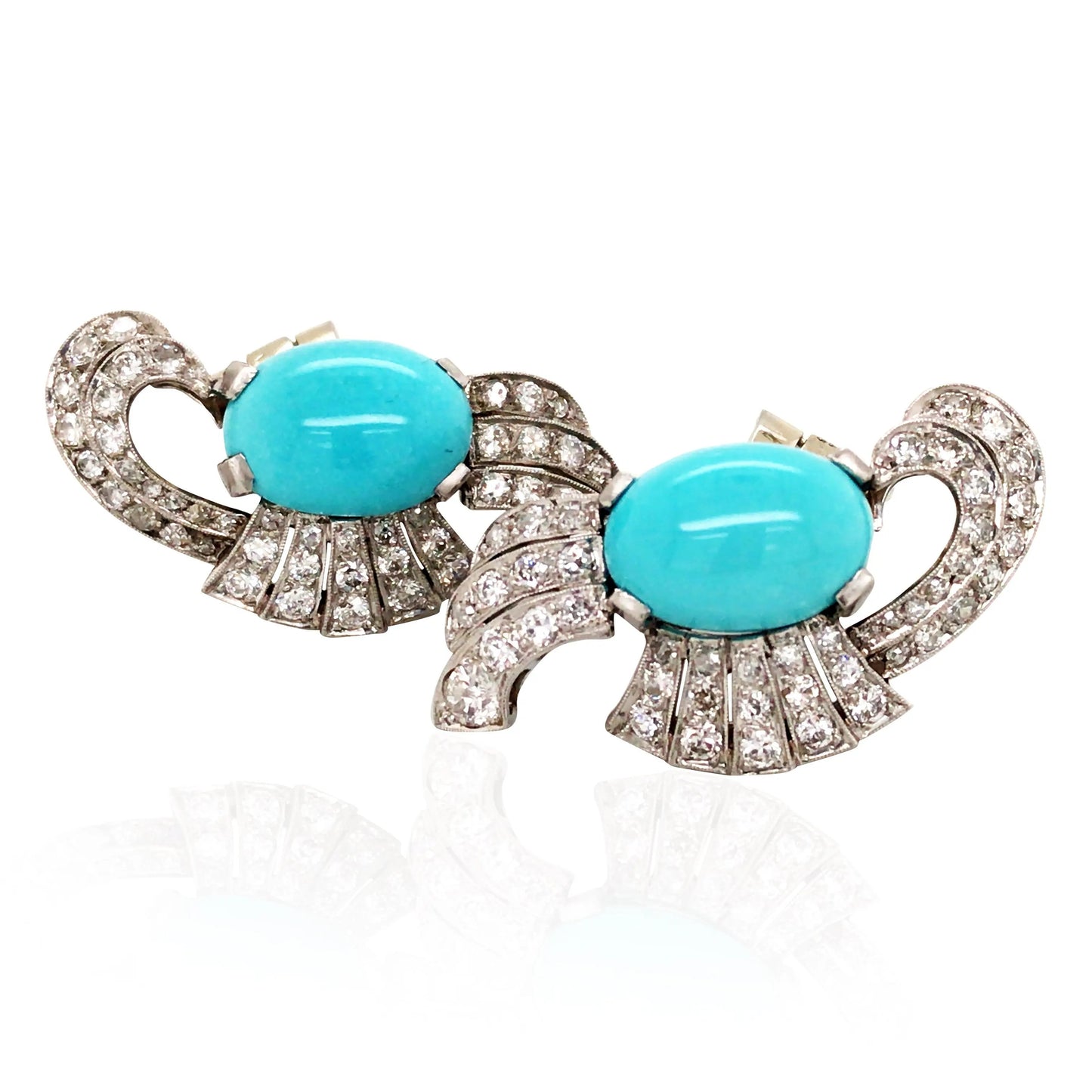 18K Gold Turquoise Diamond Earrings Lueur Jewelry
