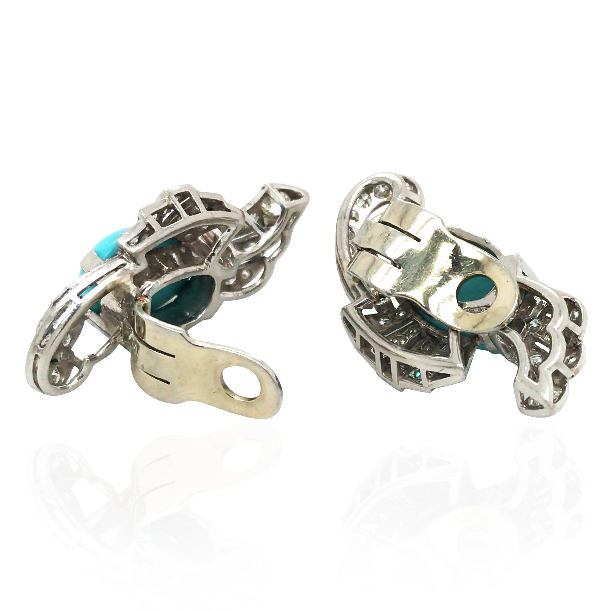 18K Gold Turquoise Diamond Earrings Lueur Jewelry