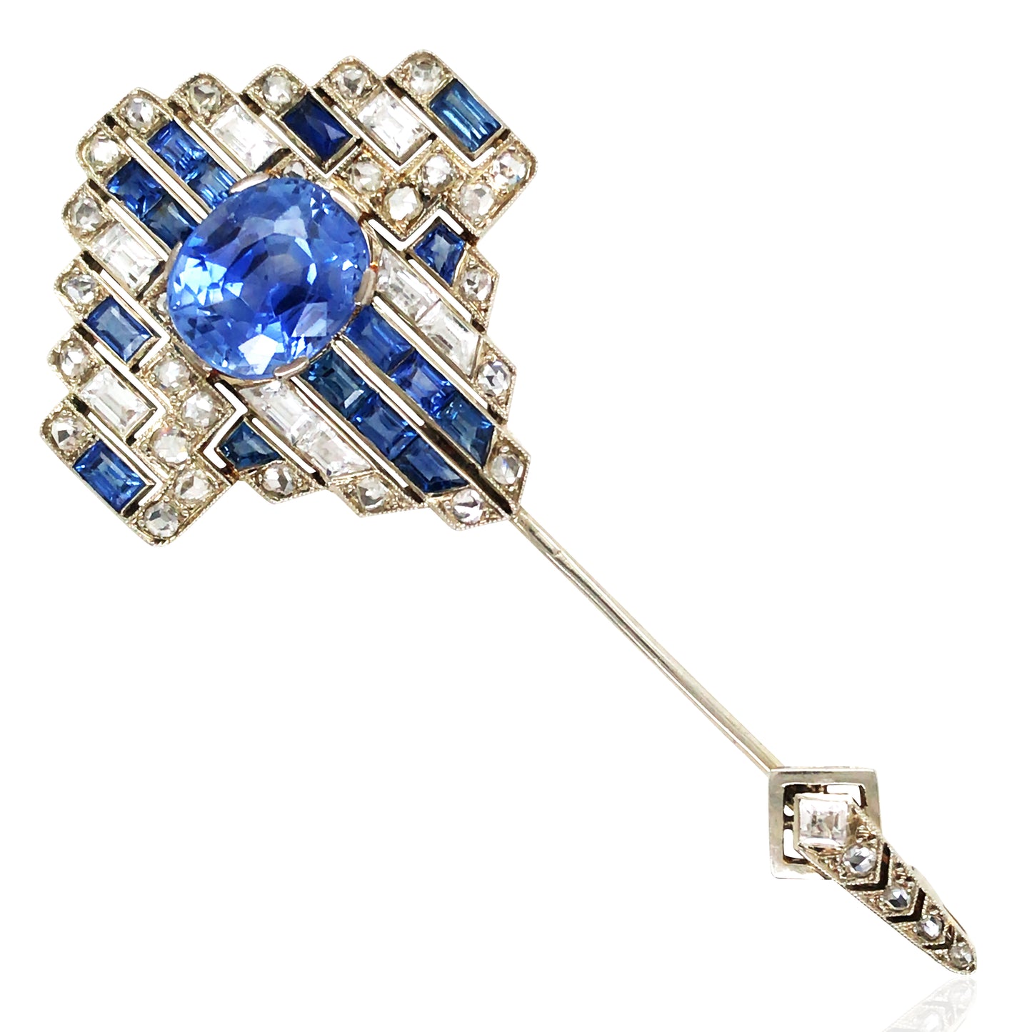 Cartier, Sapphire Diamond Jabot Brooch, GIA