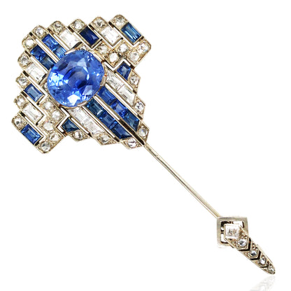 Cartier, Sapphire Diamond Jabot Brooch, GIA