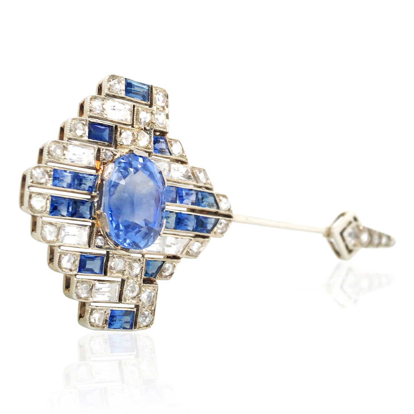 Cartier, Sapphire Diamond Jabot Brooch, GIA