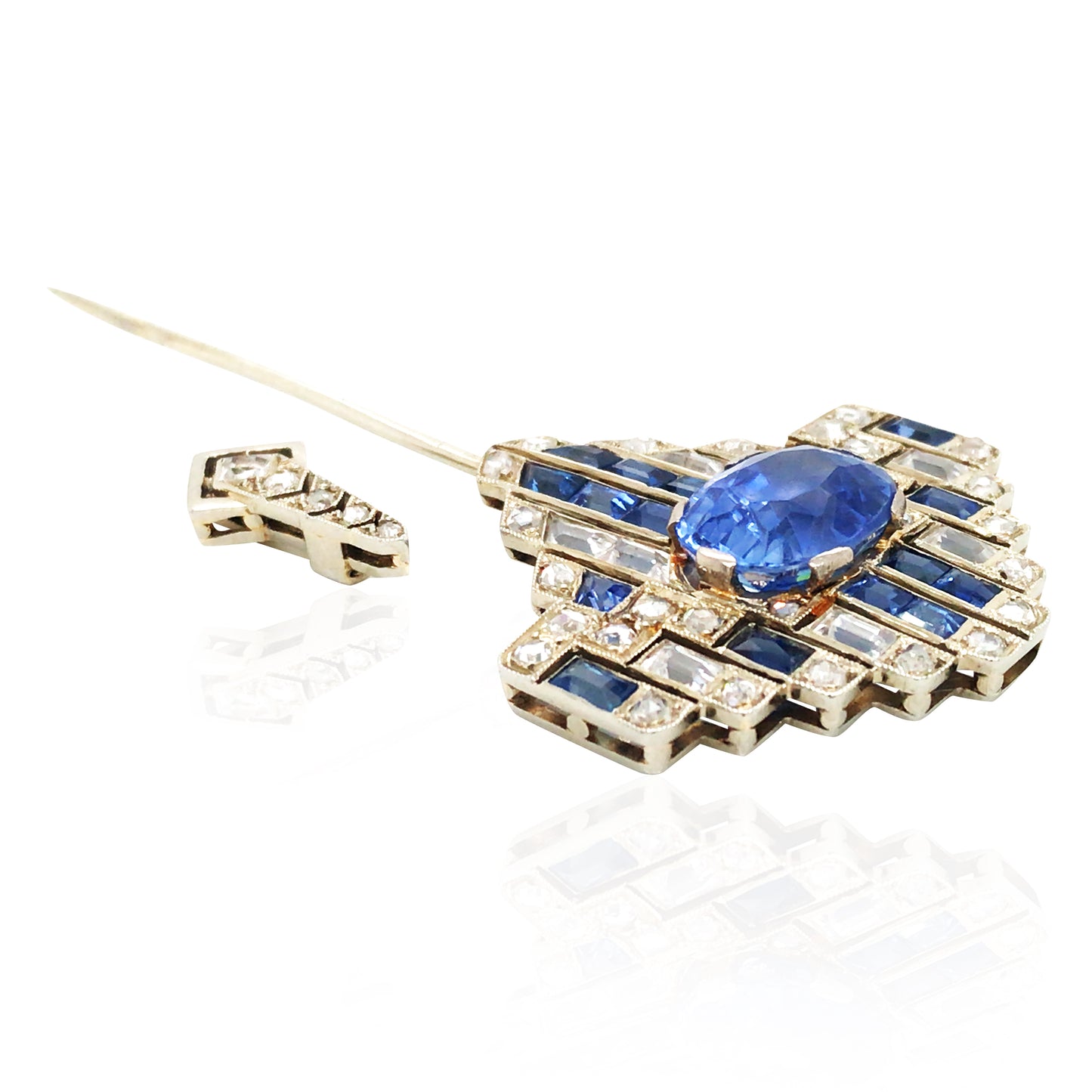 Cartier, Sapphire Diamond Jabot Brooch, GIA