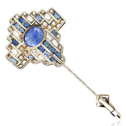 Cartier, Sapphire Diamond Jabot Brooch, GIA