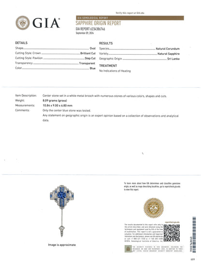 Cartier, Sapphire Diamond Jabot Brooch, GIA