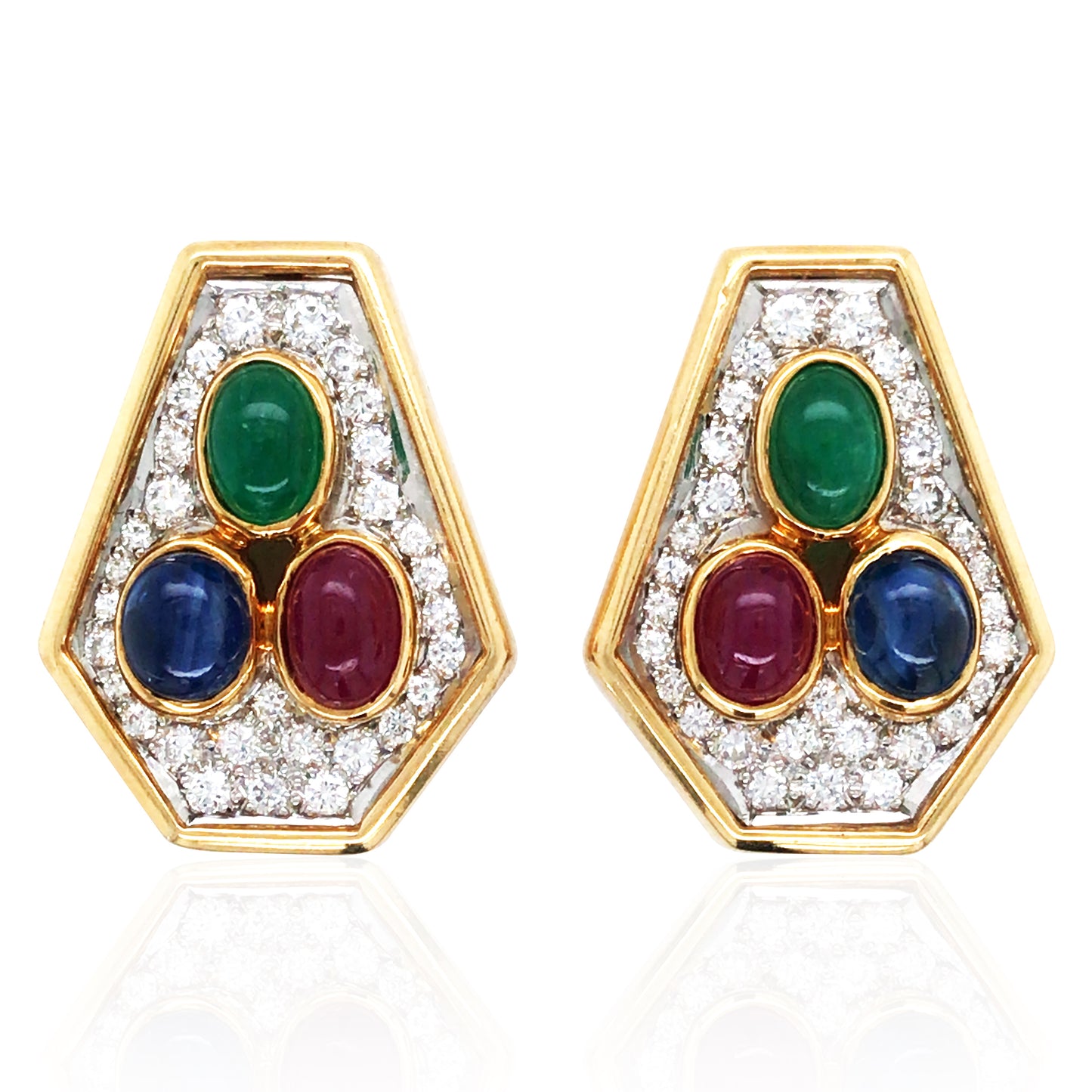 Cartier, 18K Gold Gemstone Diamond Earrings