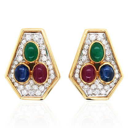 Cartier, 18K Gold Gemstone Diamond Earrings