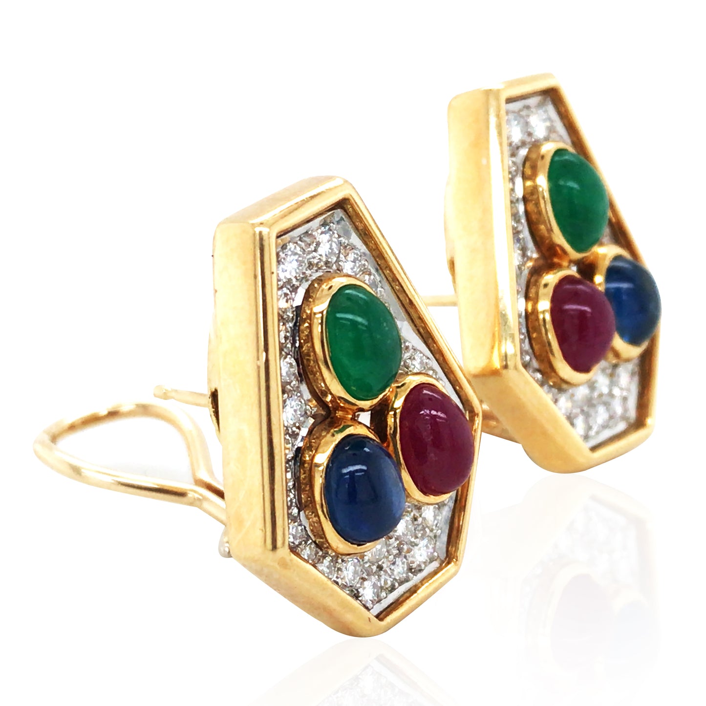 Cartier, 18K Gold Gemstone Diamond Earrings