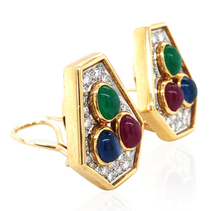 Cartier, 18K Gold Gemstone Diamond Earrings