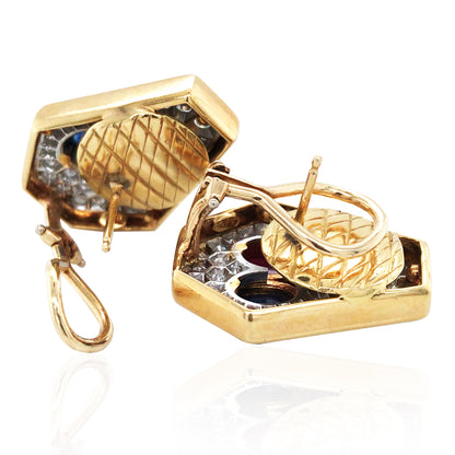 Cartier, 18K Gold Gemstone Diamond Earrings