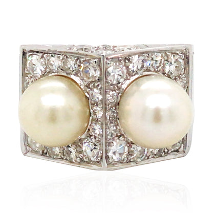 18K Gold Natural Pearl Diamond Ring, LFG