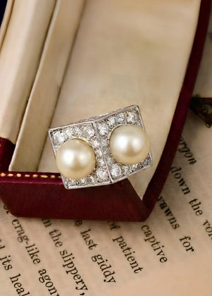 18K Gold Natural Pearl Diamond Ring, LFG