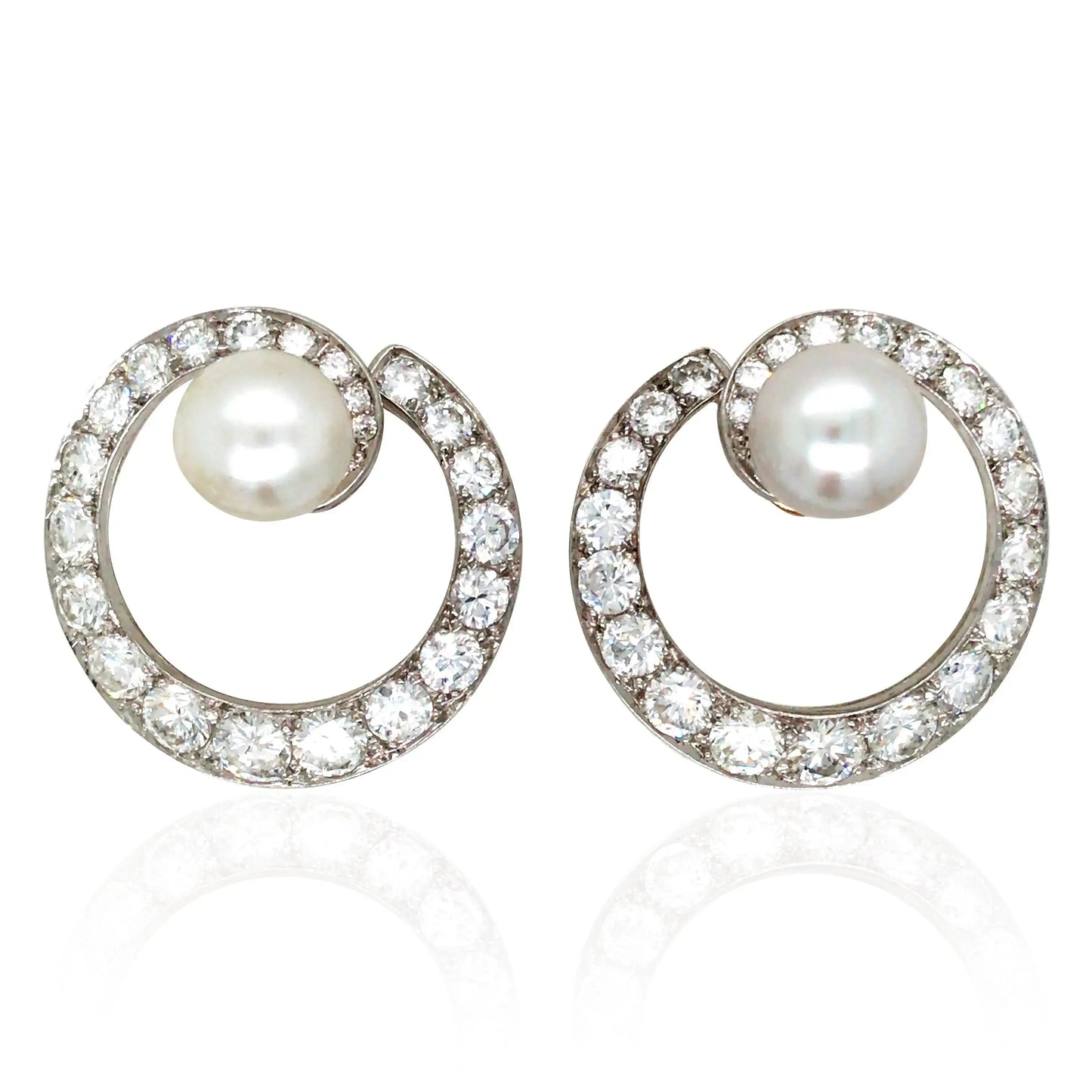 14K Gold Natural Pearl Diamond Earrings, GIA Lueur Jewelry