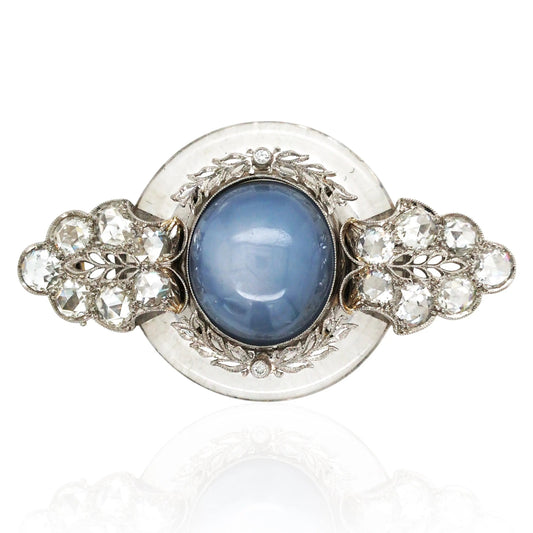 Star Sapphire Crystal Diamond Brooch Lueur Jewelry