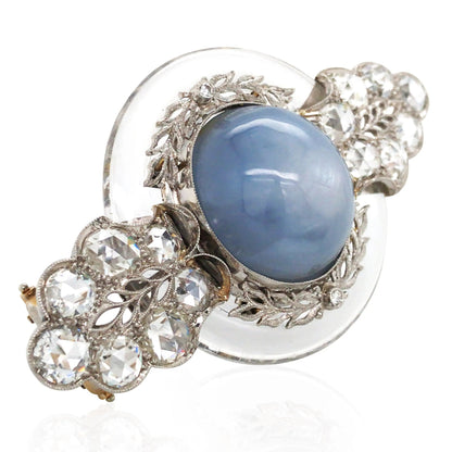 Star Sapphire Crystal Diamond Brooch Lueur Jewelry