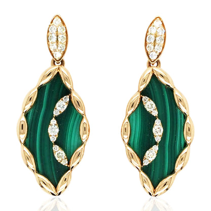 Ferri Firenze, 18K Gold Malachite Yellow Diamond Earrings