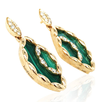 Ferri Firenze, 18K Gold Malachite Yellow Diamond Earrings