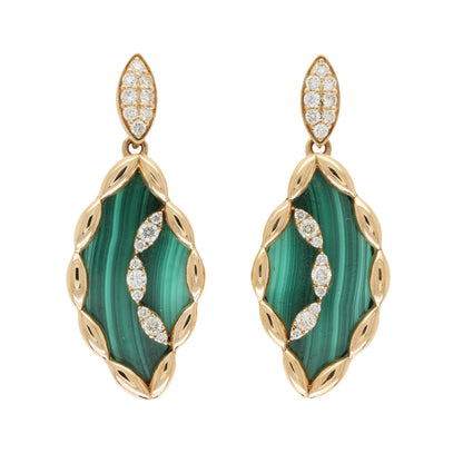 Ferri Firenze, 18K Gold Malachite Yellow Diamond Earrings