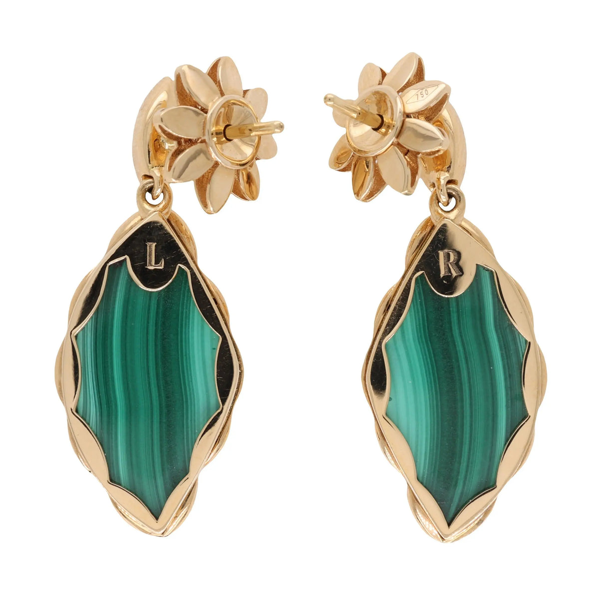 Ferri Firenze, 18K Gold Malachite Yellow Diamond Earrings