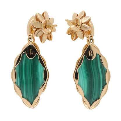 Ferri Firenze, 18K Gold Malachite Yellow Diamond Earrings