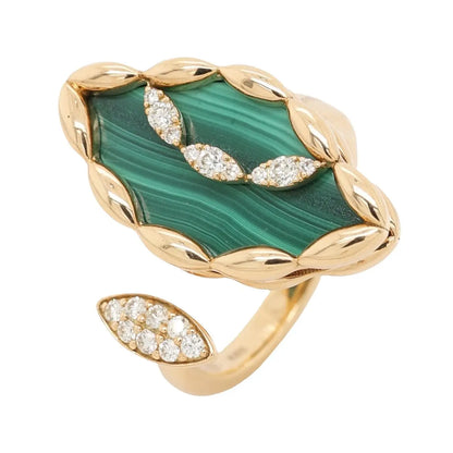 Ferri Firenze, 18K Gold Malachite Yellow Diamond Ring